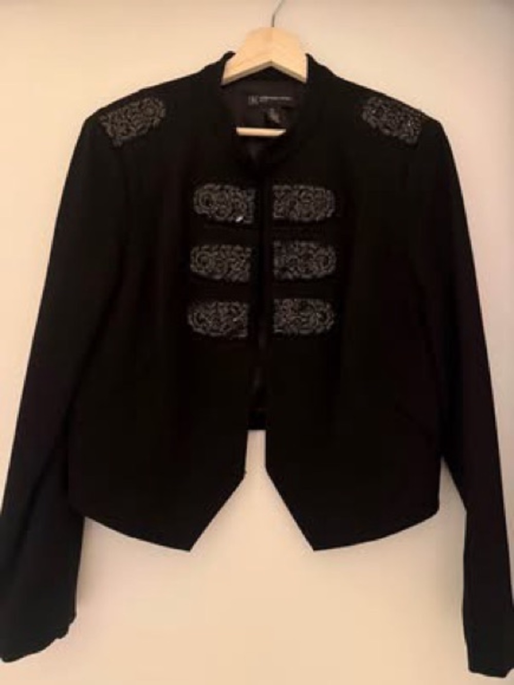INC Concepts Black Embroidered Military Blazer